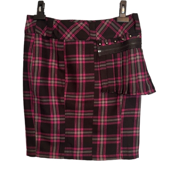 VTG Lip Service Plaid Skirt Sz M (?) Mall Goth Scene Emo Punk Pleated Grommet - Picture 2 of 16